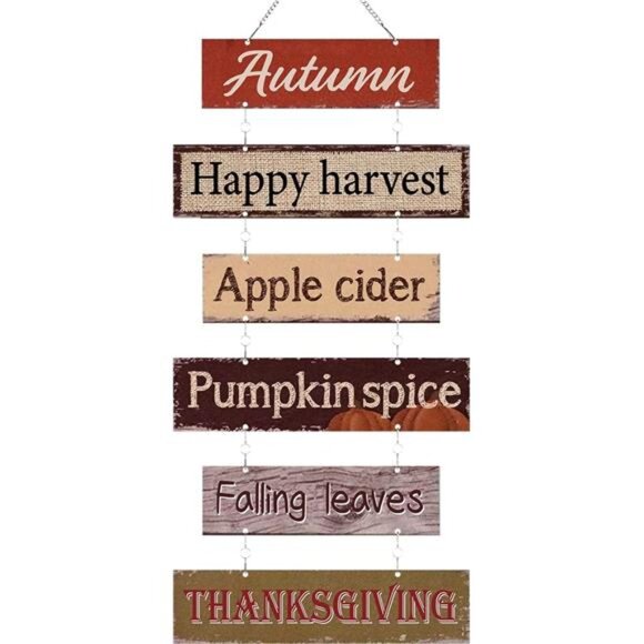 Hotop Fall Decorations for Home Thanksgiving Hanging Signs Wooden Wall Plaque - Picture 1 of 7